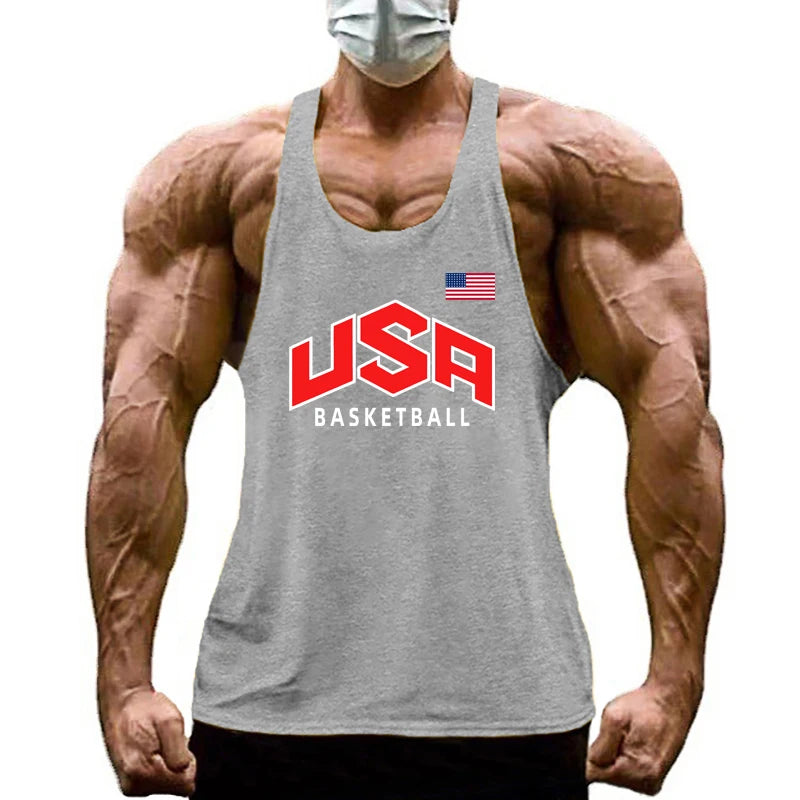 Mens Bodybuilding Workout Tank Tops Cotton Breathable